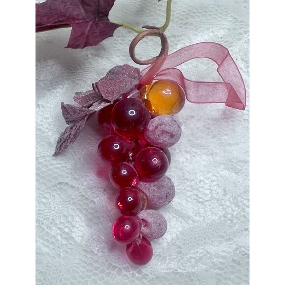 Grape Lucite Acrylic Clusters Sugar MCM Ribbon Leave Accents Decor Set of 5 - Picture 9 of 16